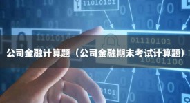 公司金融计算题（公司金融期末考试计算题）
