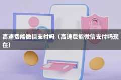 高速费能微信支付吗（高速费能微信支付吗现在）
