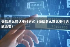 微信怎么默认支付方式（微信怎么默认支付方式会变）